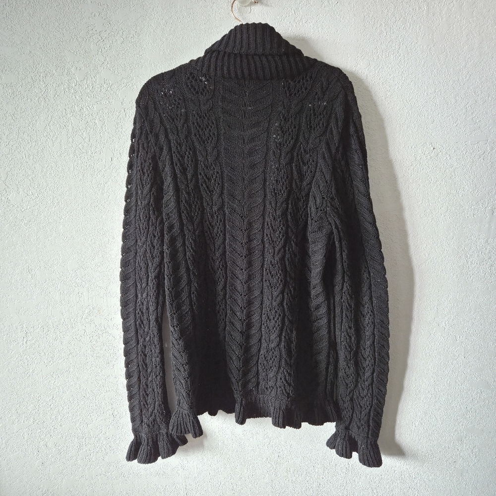 Lauren Ralph Lauren Black Cable Knit Cardigan - Picture 5 of 5